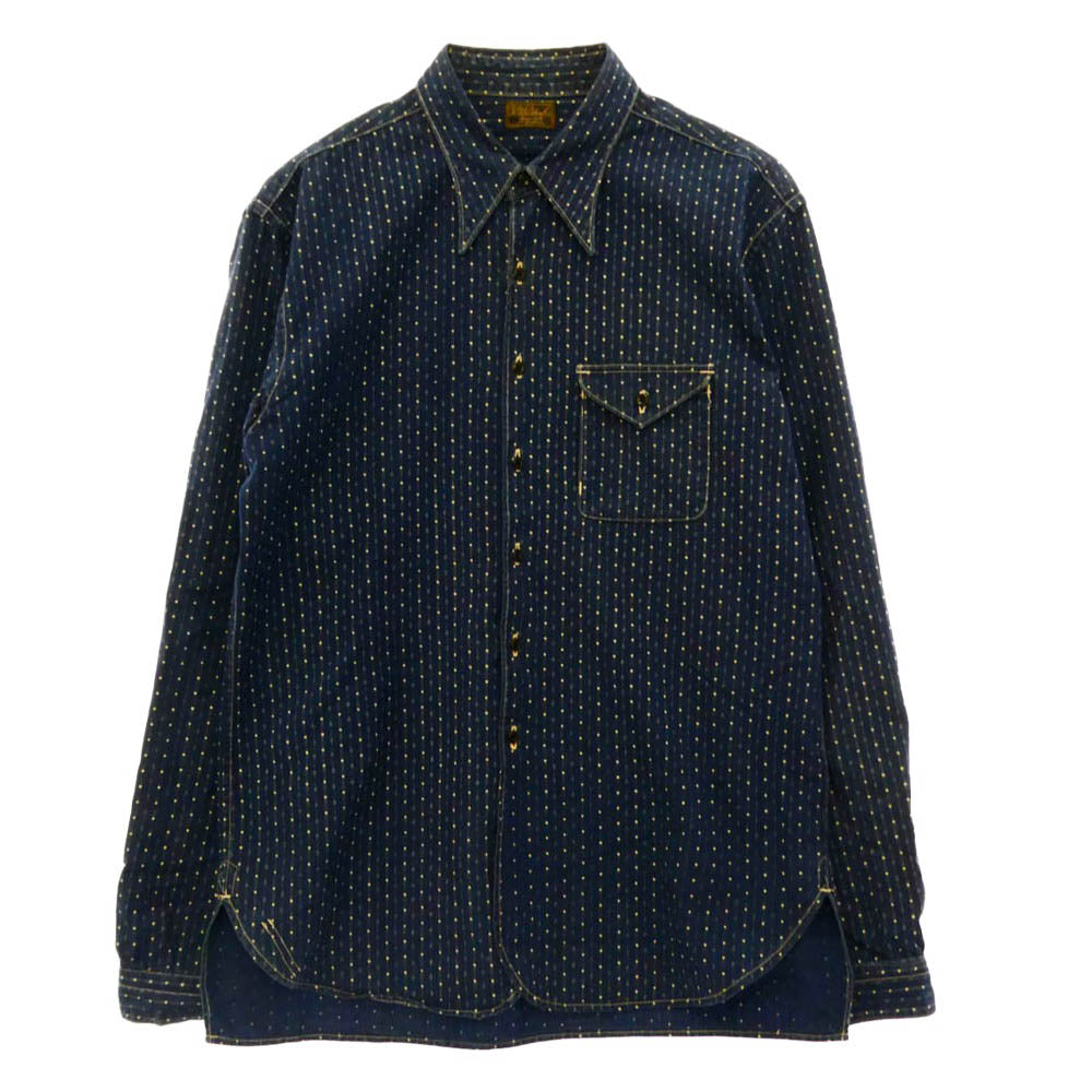 オールドジョー 12SS 12S/S-CCS コットン ドット ストライプ 長袖 シャツ ブルー系 38【中古】