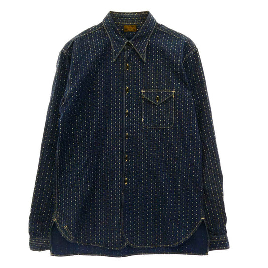 オールドジョー 12SS 12S/S-CCS コットン ドット ストライプ 長袖 シャツ ブルー系 38【中古】