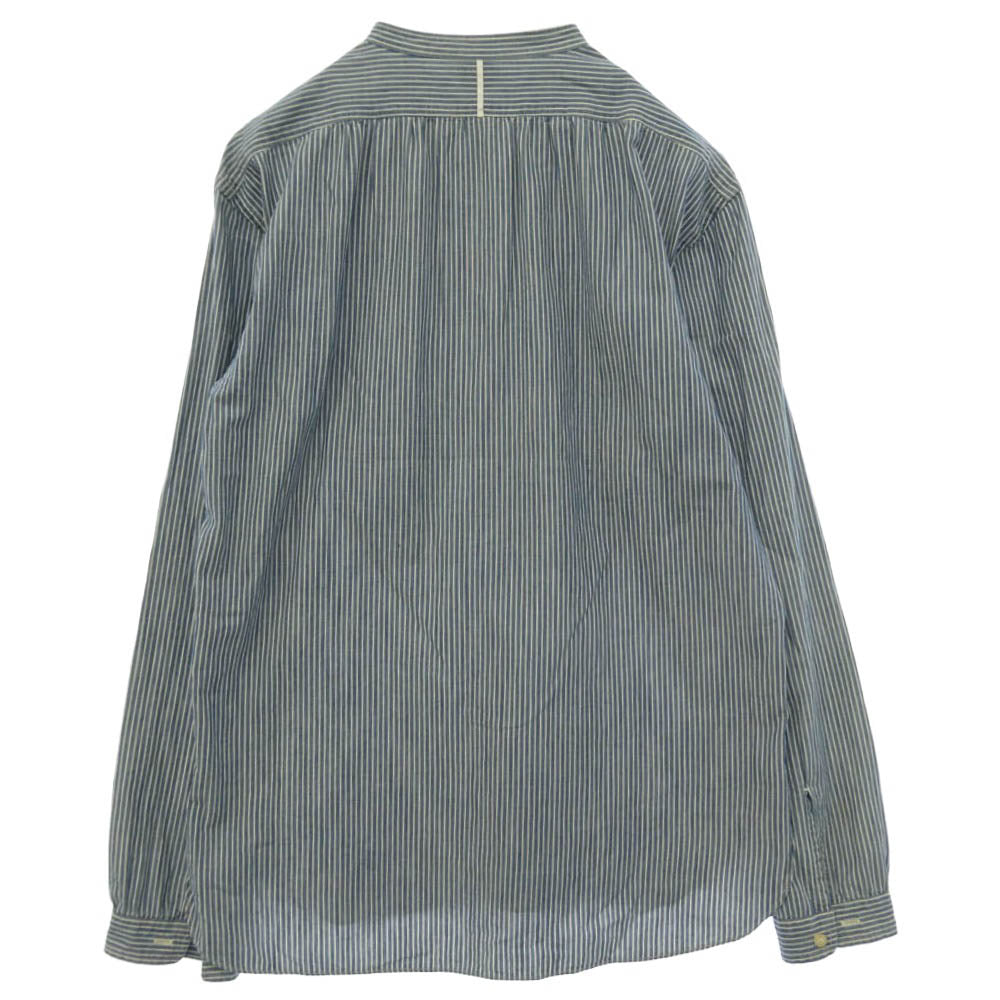 オールドジョー 14SS 14S/S-FTS グランパシャツ ノーカラー コットン ストライプ 長袖 シャツ ライトブルー系 15 1/2【中古】