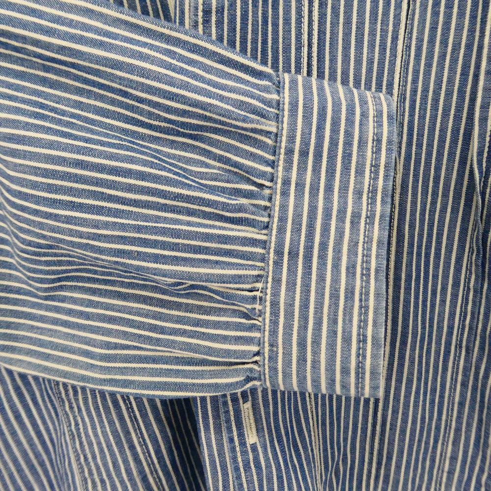 オールドジョー 14SS 14S/S-FTS グランパシャツ ノーカラー コットン ストライプ 長袖 シャツ ライトブルー系 15 1/2【中古】