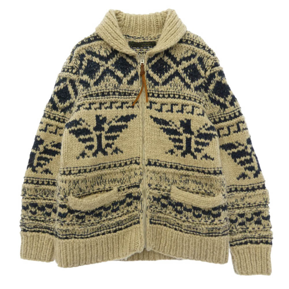 オールドジョー 14AW 14A/W-CCS INDIGO SLUB YARN COWCHAIN SWEATER セーター ニット ジップ ジャケット ベージュ系 36【中古】