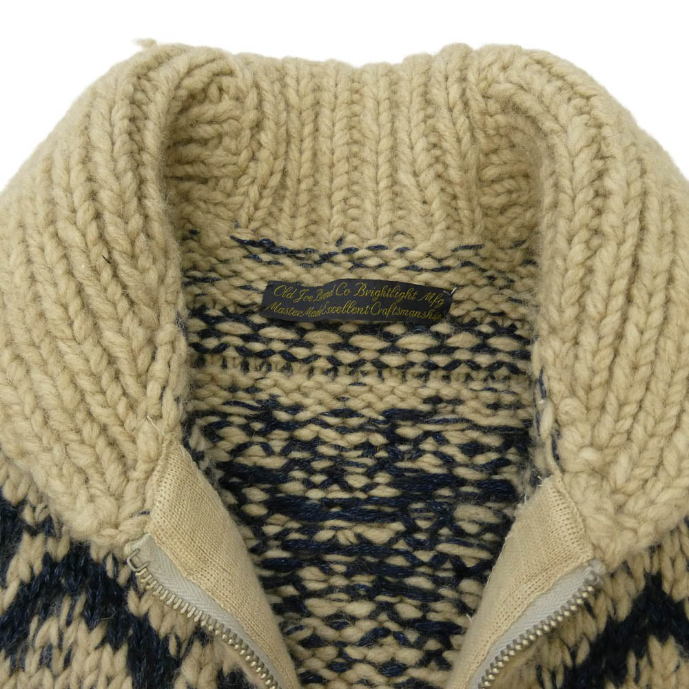 オールドジョー 14AW 14A/W-CCS INDIGO SLUB YARN COWCHAIN SWEATER セーター ニット ジップ ジャケット ベージュ系 36【中古】