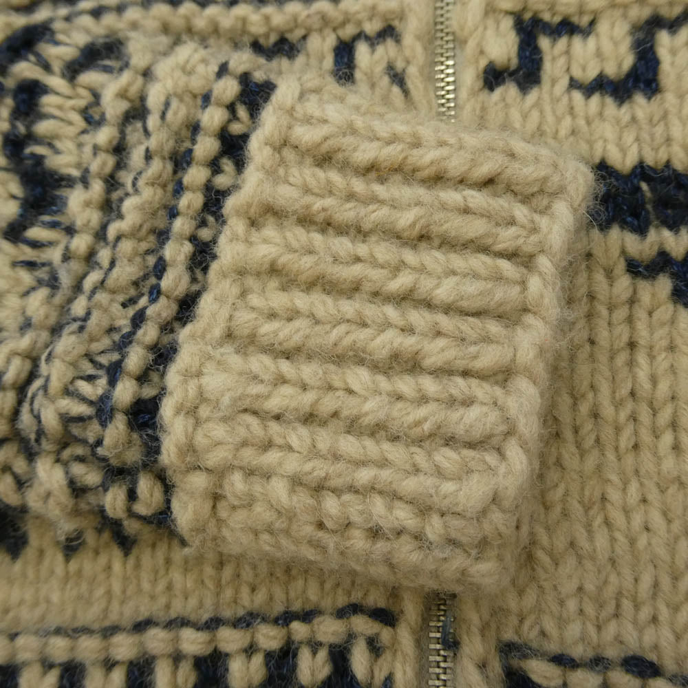 オールドジョー 14AW 14A/W-CCS INDIGO SLUB YARN COWCHAIN SWEATER セーター ニット ジップ ジャケット ベージュ系 36【中古】