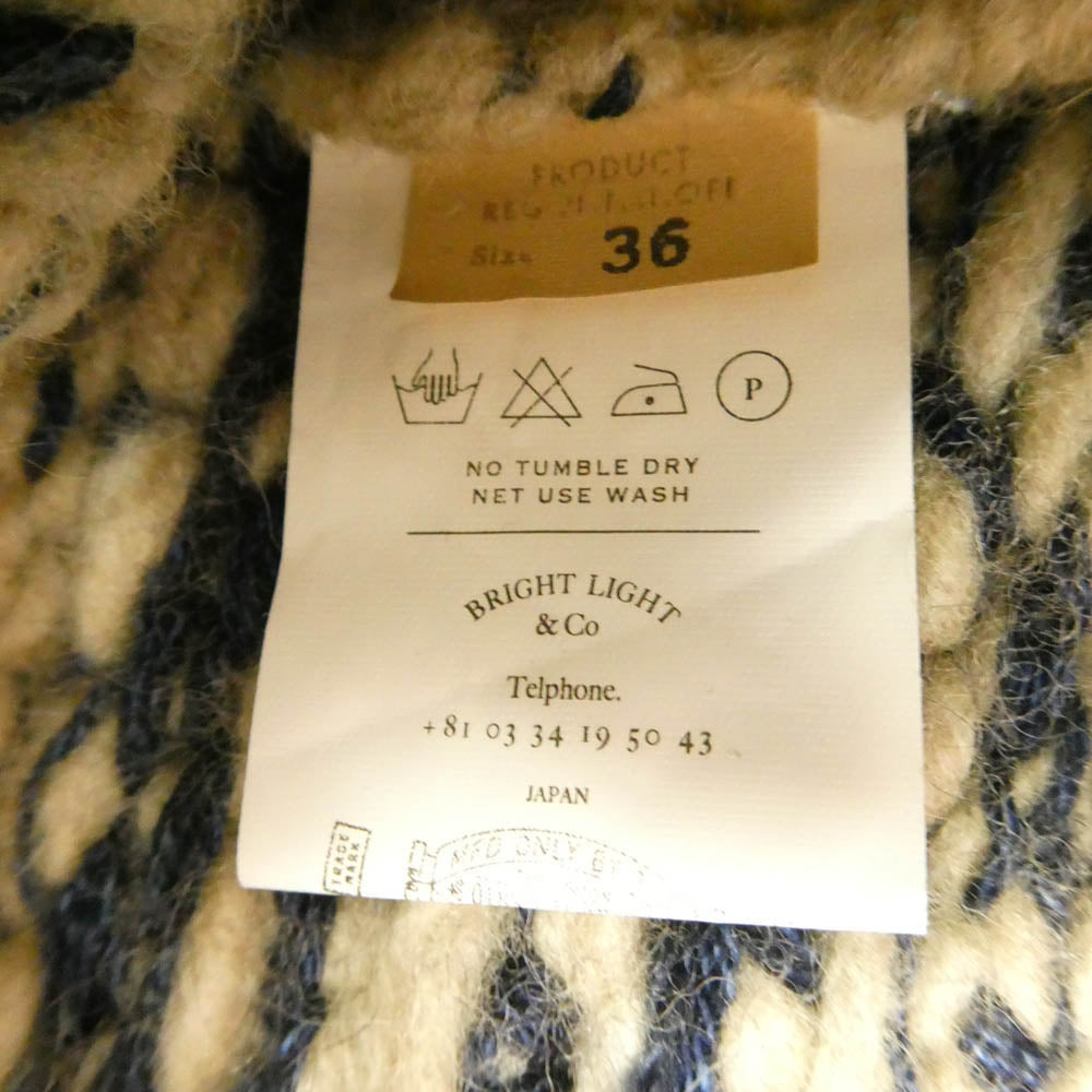 オールドジョー 14AW 14A/W-CCS INDIGO SLUB YARN COWCHAIN SWEATER セーター ニット ジップ ジャケット ベージュ系 36【中古】