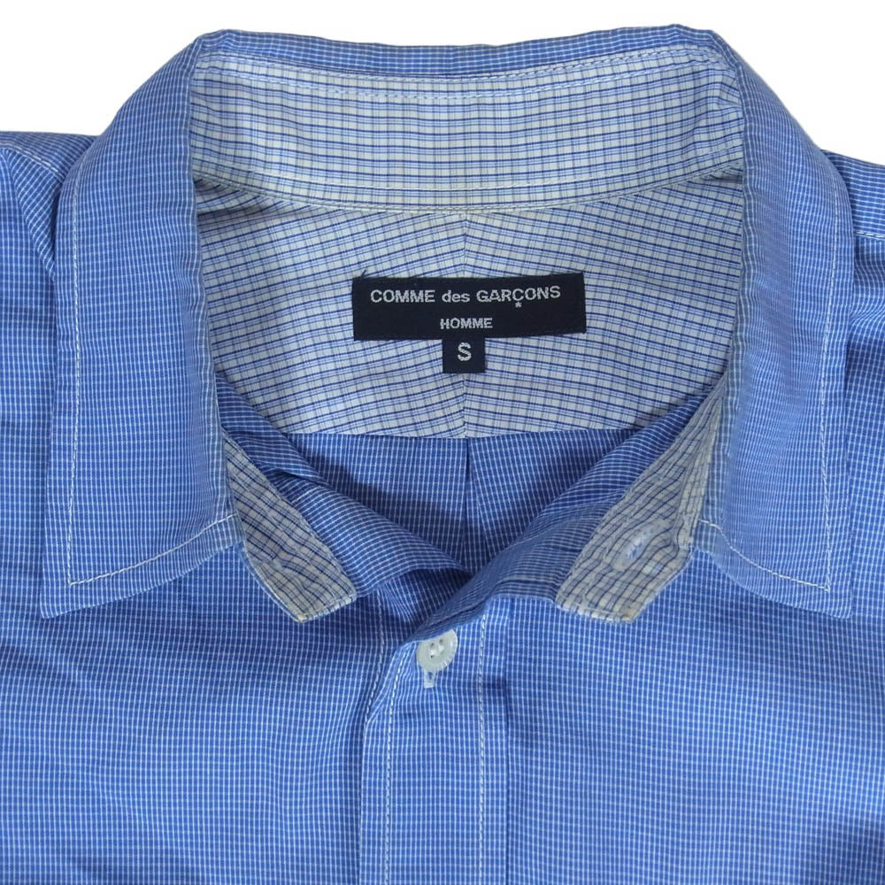 COMME des GARCONS HOMME コムデギャルソンオム 12AW HJ-B007 チェック 綿ブロード 長袖 シャツ ライトブルー系 S【中古】