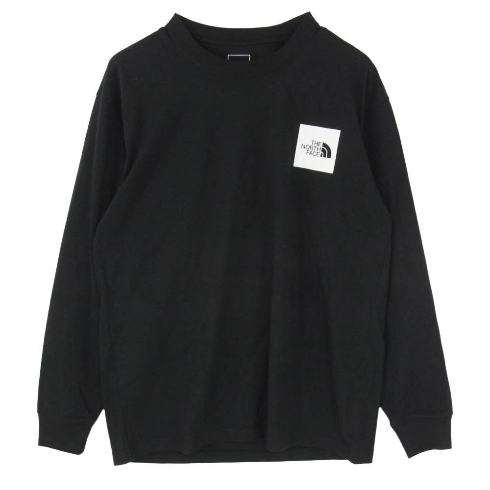 THE NORTH FACE ノースフェイス NT82334 L/S SQUARE LOGO Tee スクエアロゴ 長袖 カットソー ロングスリーブ Tシャツ ロンT ブラック系 XL【中古】