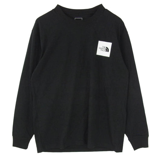 THE NORTH FACE ノースフェイス NT82334 L/S SQUARE LOGO Tee スクエアロゴ 長袖 カットソー ロングスリーブ Tシャツ ロンT ブラック系 XL【中古】