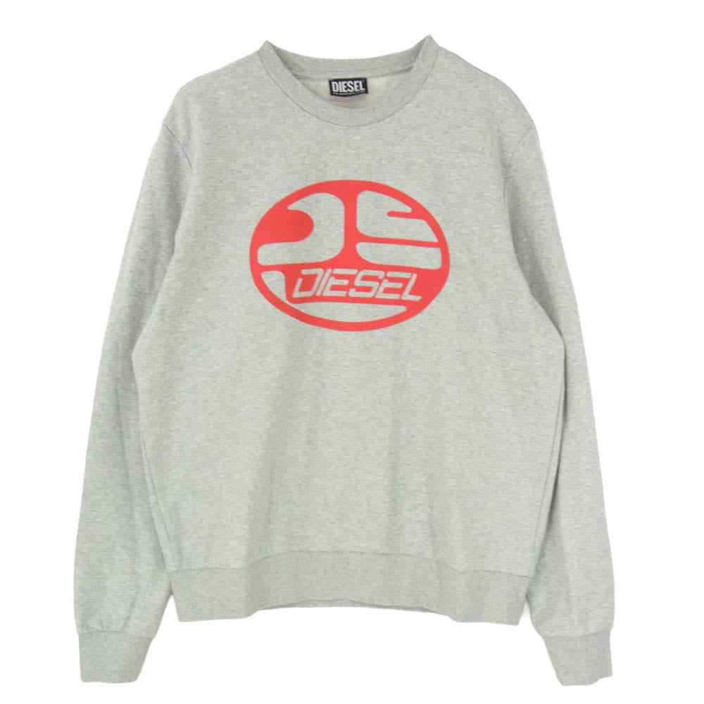 DIESEL ディーゼル A06494 S-GINN-K26 ロゴプリント クルーネック スウェット トレーナー グレー系 XL【中古】