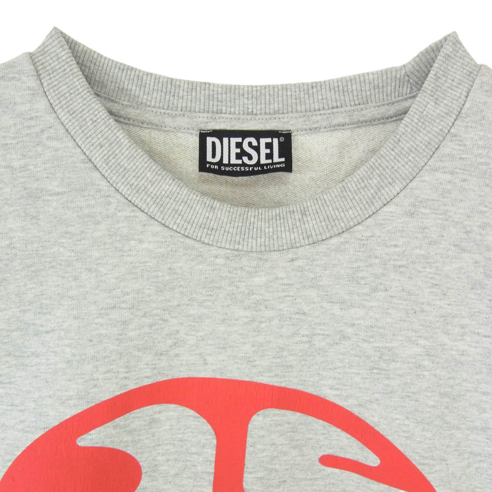 DIESEL ディーゼル A06494 S-GINN-K26 ロゴプリント クルーネック スウェット トレーナー グレー系 XL【中古】
