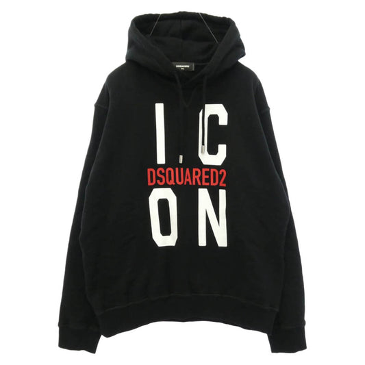 DSQUARED2 ディースクエアード 21AW S79GU0034 ICON HOODED SWEATSHIRT アイコン フーデッド スウェットシャツ パーカー フーディー ブラック系 XXL【中古】