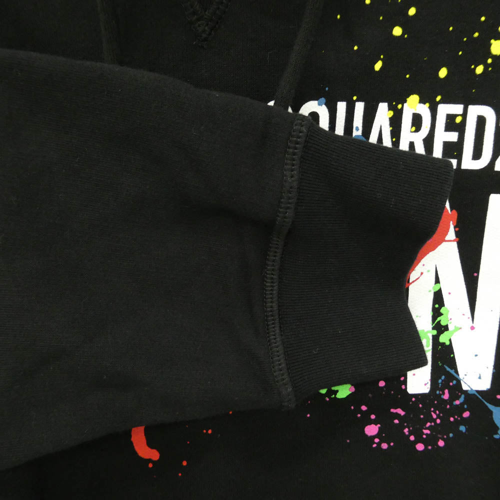 DSQUARED2 ディースクエアード 22AW S79GU0072 ICON SPLASH HOODIE アイコン スプラッシュ フーディー パーカー ブラック系 XXL【中古】