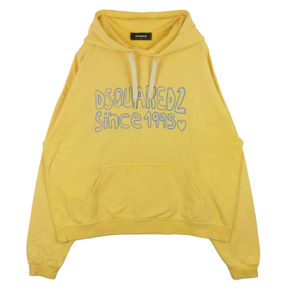 DSQUARED2 ディースクエアード 24AW S74GU0735 Muscle Hoodie マッスル フーディー フロントプリント パーカー イエロー系 L【中古】