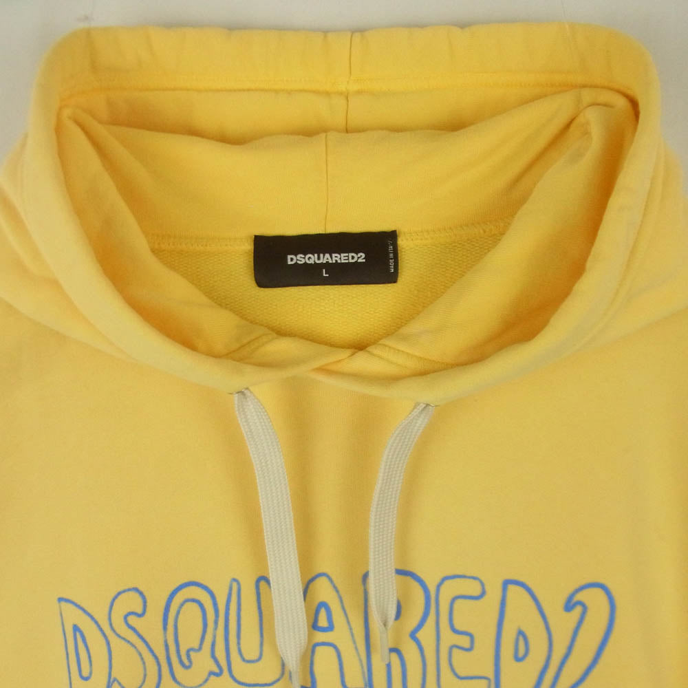 DSQUARED2 ディースクエアード 24AW S74GU0735 Muscle Hoodie マッスル フーディー フロントプリント パーカー イエロー系 L【中古】