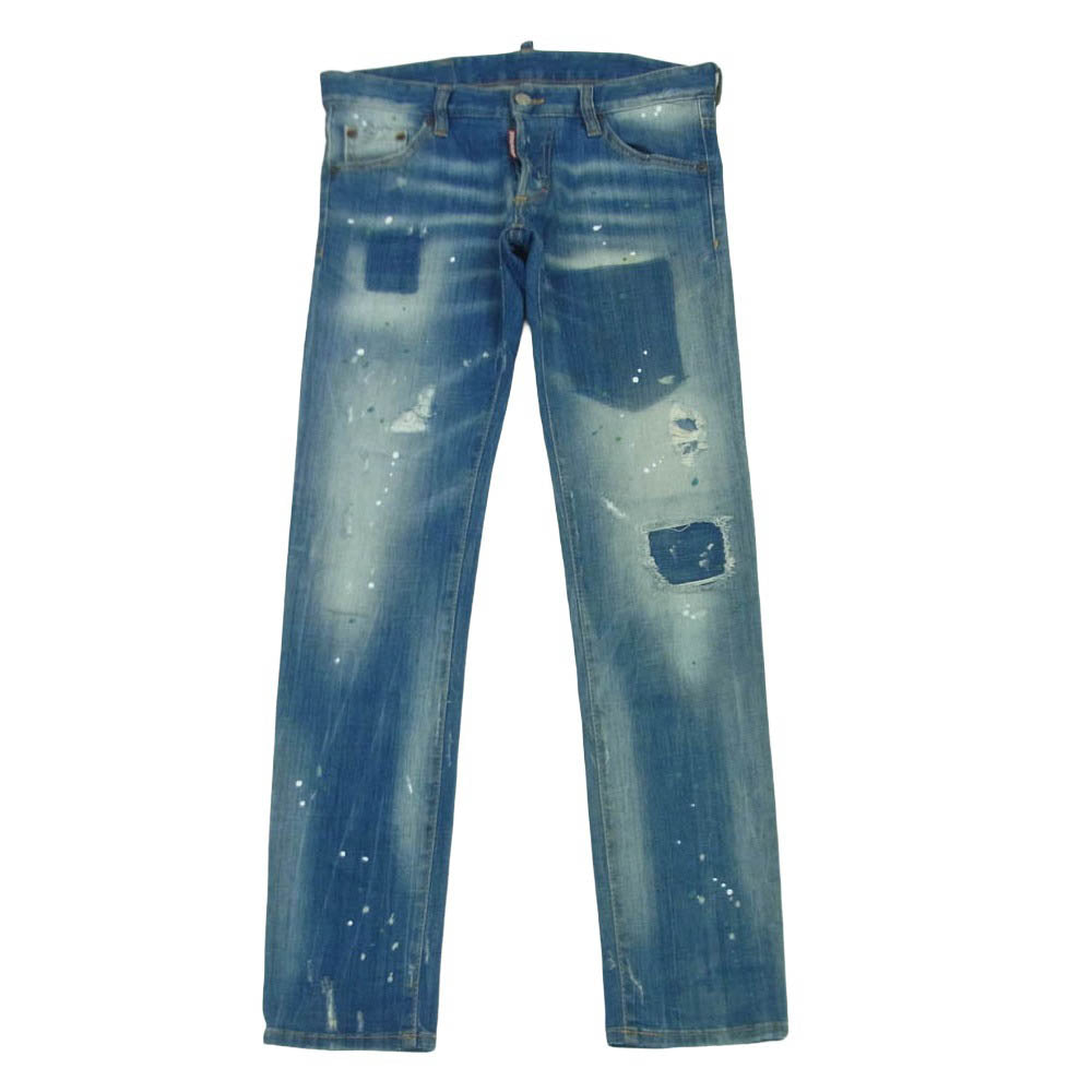 DSQUARED2 ディースクエアード 18SS S74LB0320 REGULAR CLEMENT JEAN ウォッシュ クラッシュ加工 レギュラー クレメント ジーンズ デニム パンツ インディゴブルー系 44【中古】