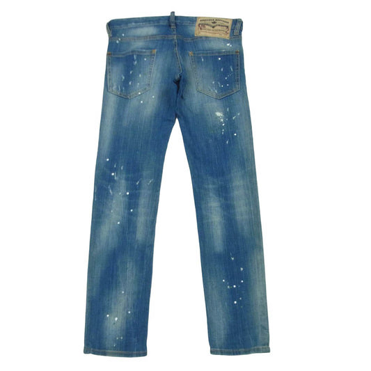 DSQUARED2 ディースクエアード 18SS S74LB0320 REGULAR CLEMENT JEAN ウォッシュ クラッシュ加工 レギュラー クレメント ジーンズ デニム パンツ インディゴブルー系 44【中古】