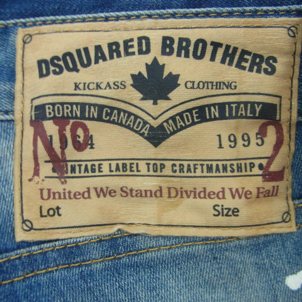 DSQUARED2 ディースクエアード 18SS S74LB0320 REGULAR CLEMENT JEAN ウォッシュ クラッシュ加工 レギュラー クレメント ジーンズ デニム パンツ インディゴブルー系 44【中古】
