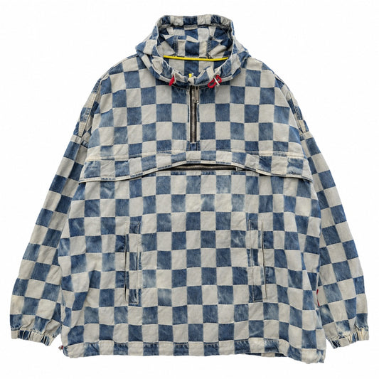 DSQUARED2 ディースクエアード 22AW S74AM1291S30810470XL Camping Crew Anorak キャンピング クルー アノラック チェックジャカード ドローストリング付き ハーフジップ デニム パーカー インディゴブルー系 S【中古】