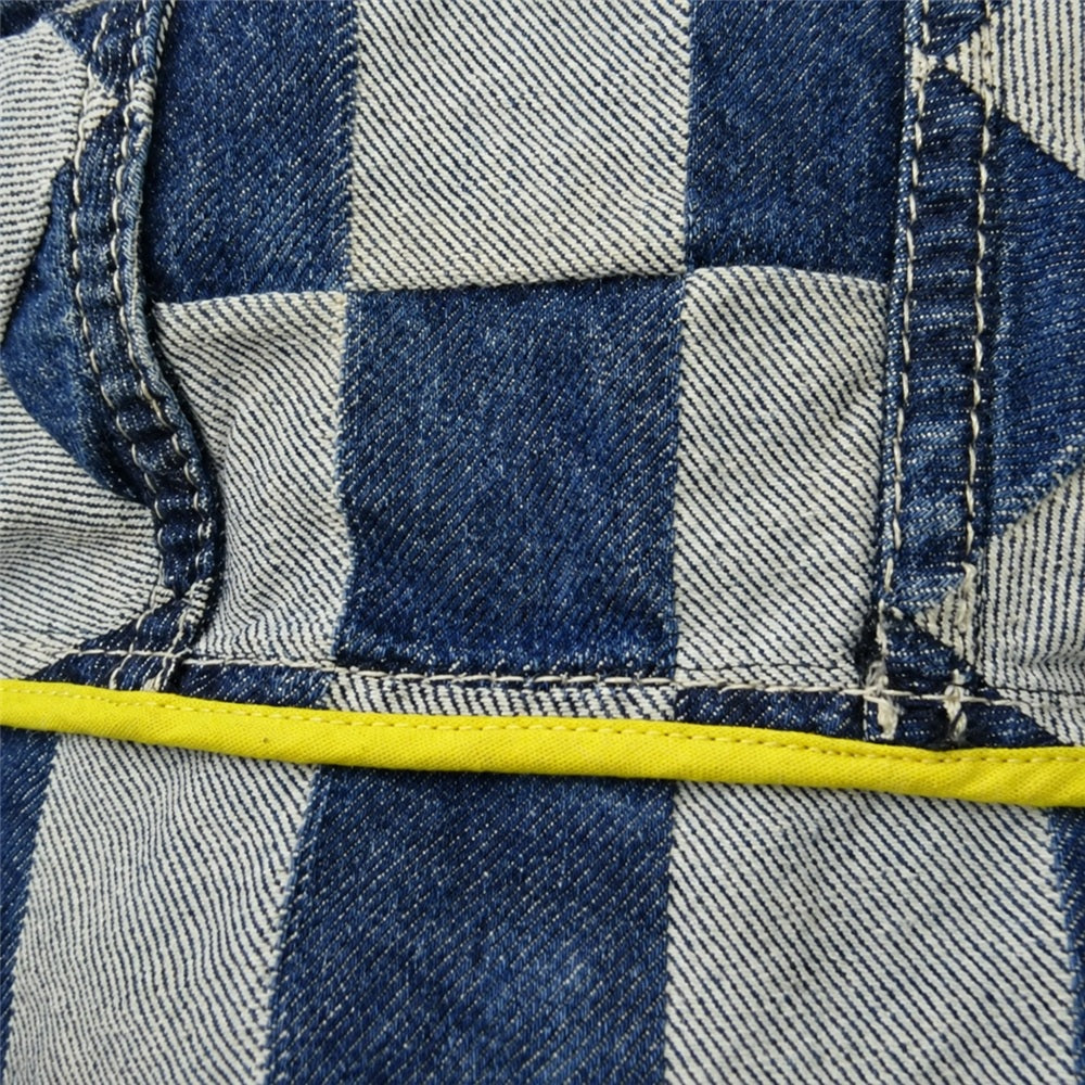 DSQUARED2 ディースクエアード 22AW S74AM1291S30810470XL Camping Crew Anorak キャンピング クルー アノラック チェックジャカード ドローストリング付き ハーフジップ デニム パーカー インディゴブルー系 S【中古】
