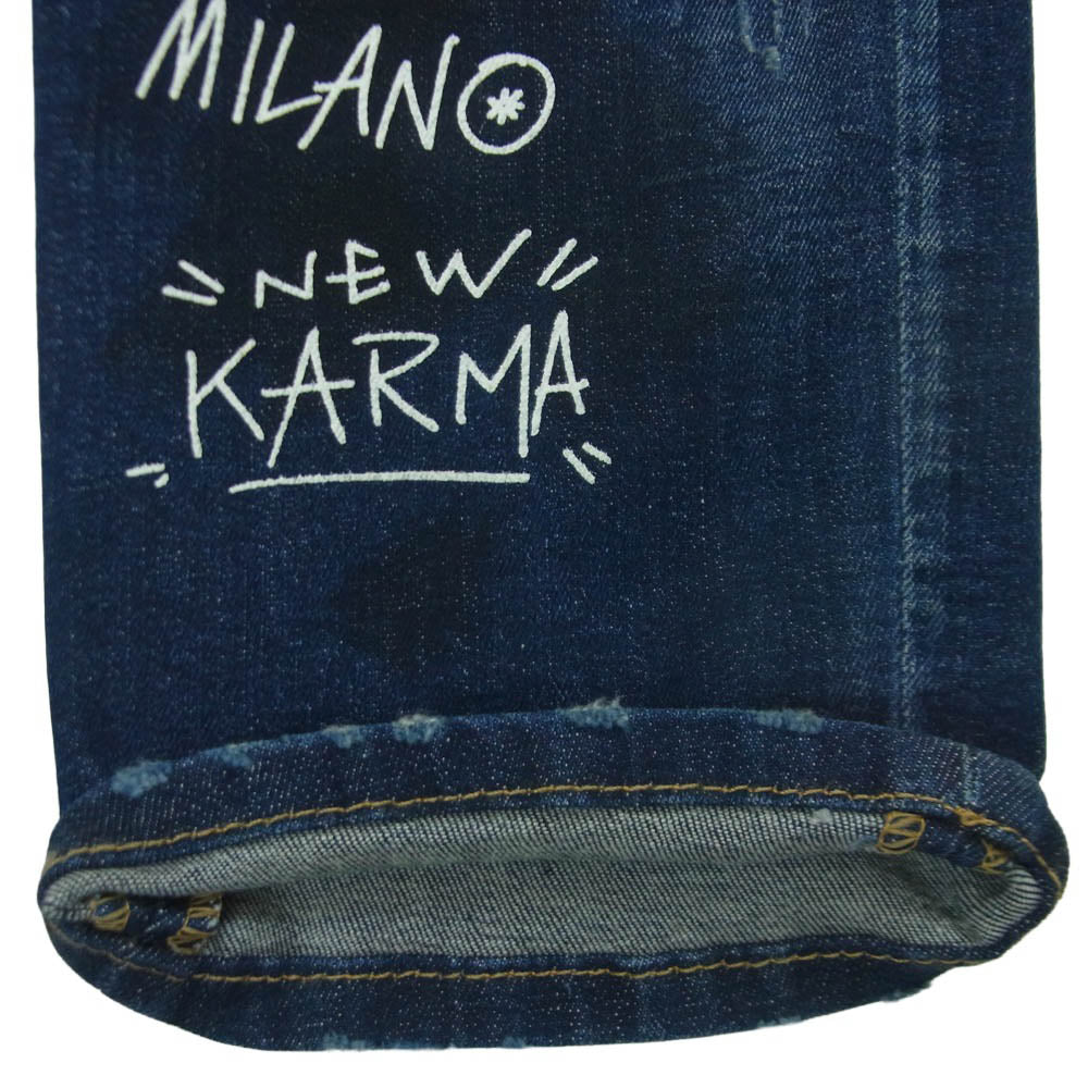 DSQUARED2 ディースクエアード 22SS S74LB1099 Dark Graffiti Wash Skater Jeans クラッシュ加工 ダーク グラフティ スケーター ジーンズ デニム パンツ インディゴブルー系 46【中古】