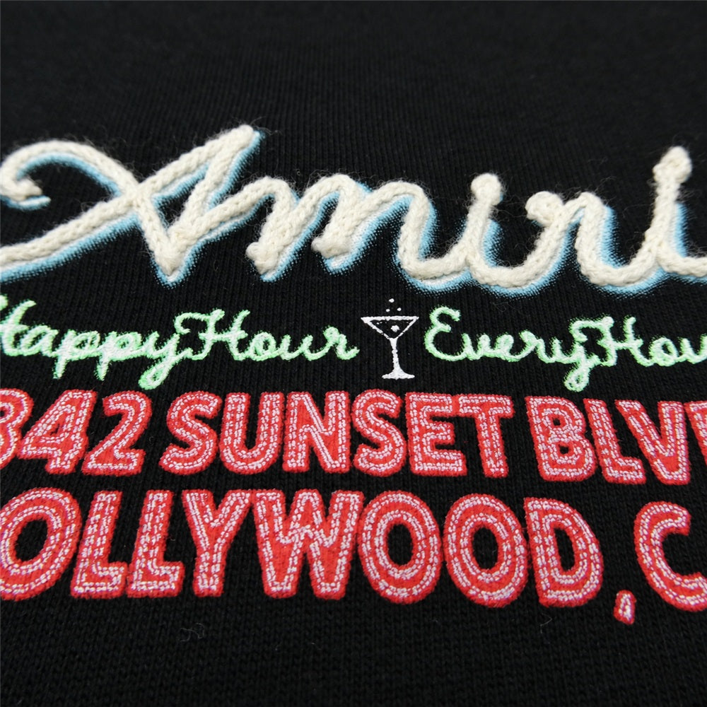 AMIRI アミリ SRAMJYTE1244 Neon Lights Oversize Graphic T Shirt 刺? ロゴ プリント Tシャツ 半袖 カットソー ブラック系 M【中古】