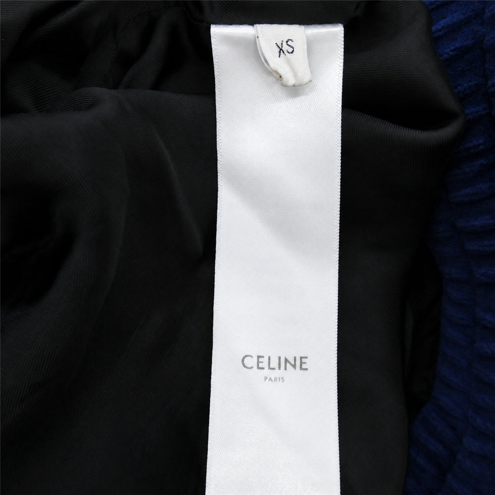CELINE セリーヌ 24SS RV029748 トリオンフ ベルベット トラック スーツ 刺? ロゴ ベロア ジャケット ブルー系 XS【中古】