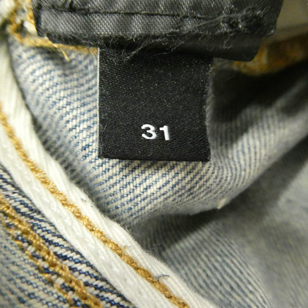 AMIRI アミリ 25SS SRAMDNFR1015 MA QUAD EMBROIDERED FLARE IND ロゴ 刺繍 フレア ダメージ デニム パンツ インディゴブルー系 31【中古】