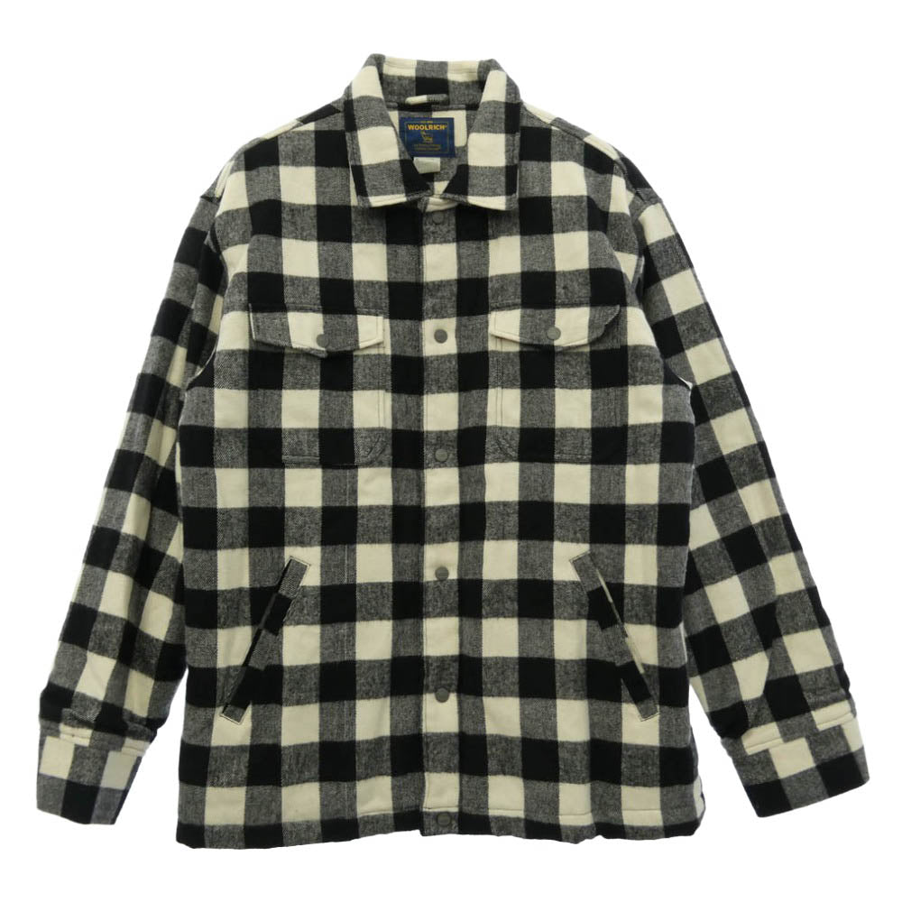 WOOLRICH ウールリッチ 2W5-8027 チェック アクリル 中綿 シャツジャケット ブラック系 ホワイト系 XL【中古】