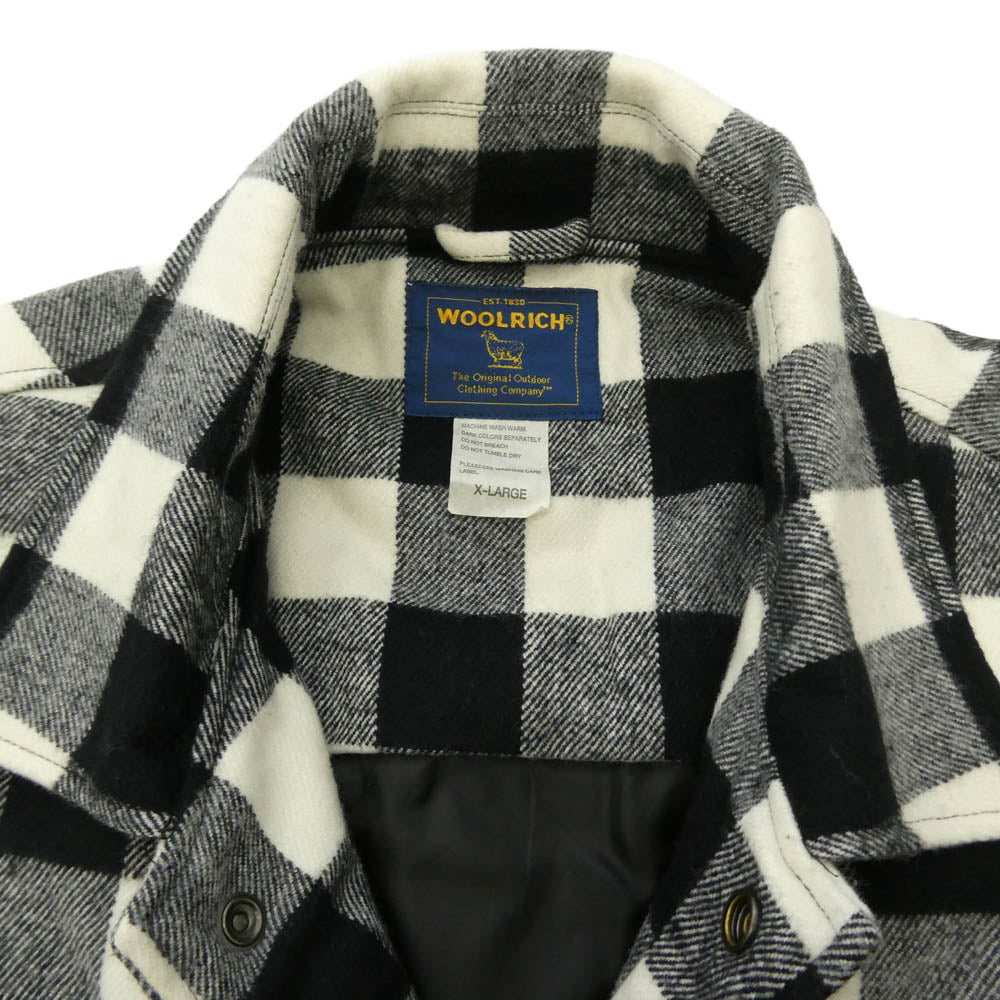 WOOLRICH ウールリッチ 2W5-8027 チェック アクリル 中綿 シャツジャケット ブラック系 ホワイト系 XL【中古】