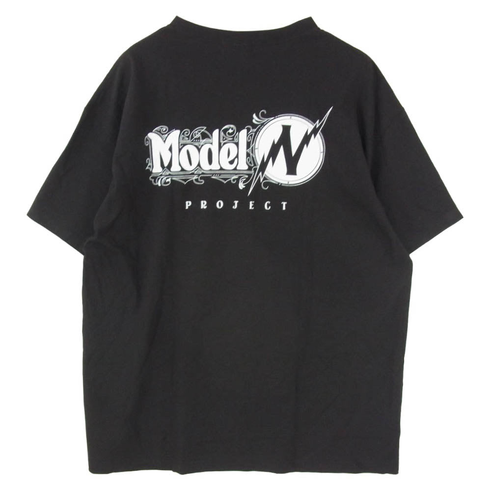 PORKCHOP ポークチョップ × MOONEYES × FLY WHEELS Model N PROJECT TEE ムーンアイズ フライホイール トリプルネーム ロゴ プリント 半袖 Tシャツ ブラック系 XXL【美品】【中古】
