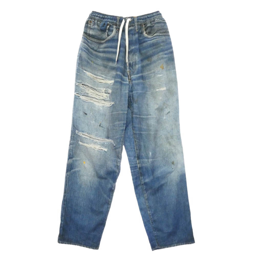 アス Fake Vintage Denim Easy Pants Type-Ripper トロンプルイユ デニム転写プリント イージー パンツ ブルー系【中古】