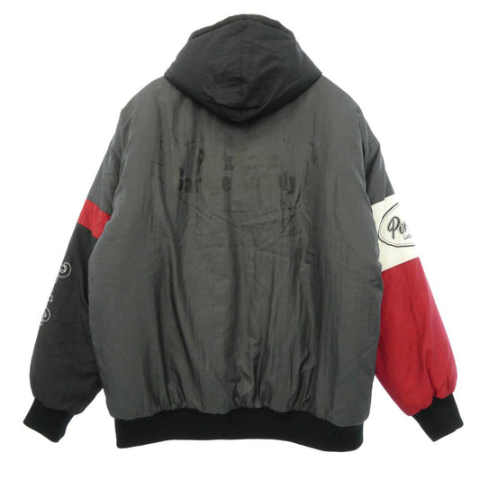 PORKCHOP ポークチョップ HOODED STADIUM JKT ロゴ 中綿 フーデッド スタジアム ジャケット グレー系 XL【中古】