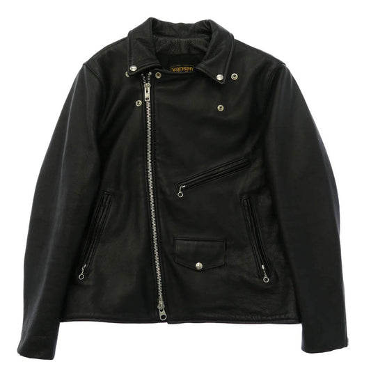 VANSON バンソン C2R ダブルジップ ダブルライダース レザー ジャケット ブラック系 44【美品】【中古】