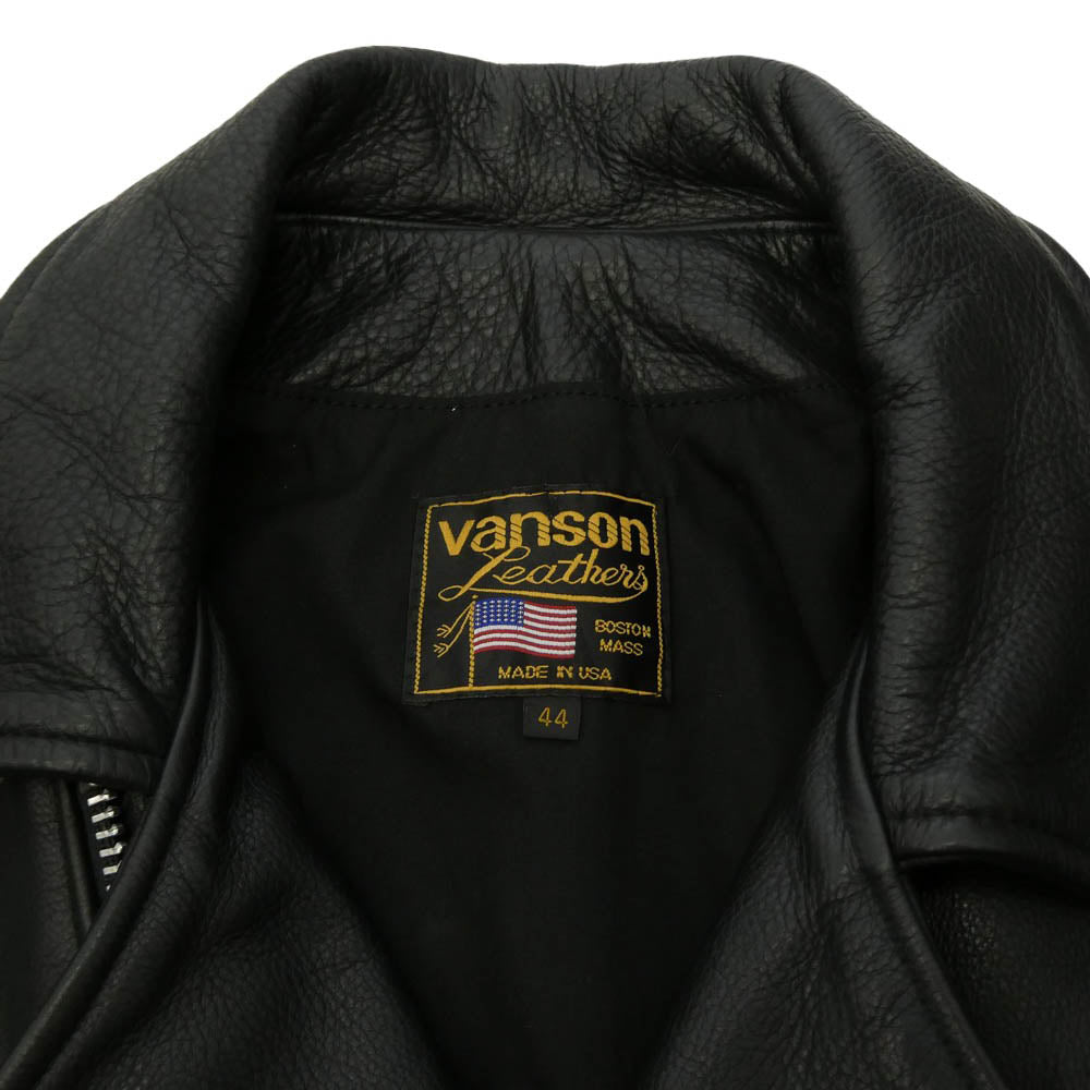 VANSON バンソン C2R ダブルジップ ダブルライダース レザー ジャケット ブラック系 44【美品】【中古】