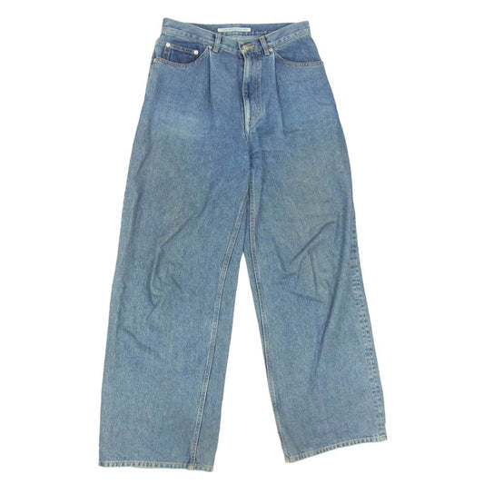 ジョンローレンスサリバン 24AW 2B004-0324-35 WASHED DENIM TUCKED WIDE PANTS ウォッシュド加工 ワイド デニム パンツ インディゴブルー系 46【中古】
