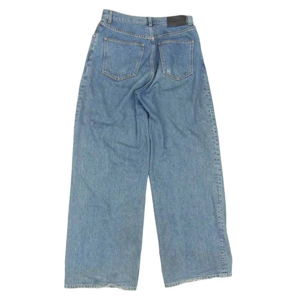 ジョンローレンスサリバン 24AW 2B004-0324-35 WASHED DENIM TUCKED WIDE PANTS ウォッシュド加工 ワイド デニム パンツ インディゴブルー系 46【中古】