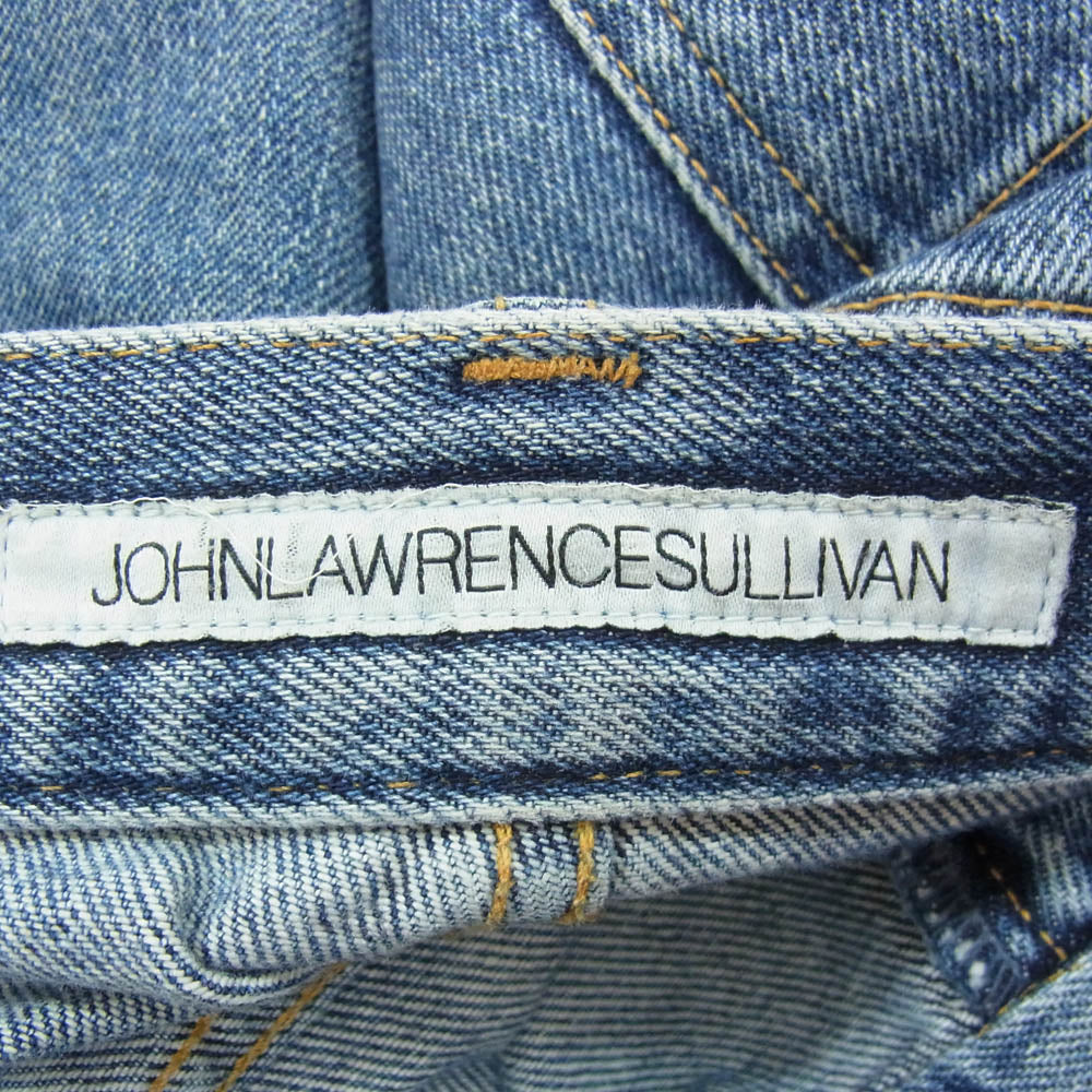ジョンローレンスサリバン 24AW 2B004-0324-35 WASHED DENIM TUCKED WIDE PANTS ウォッシュド加工 ワイド デニム パンツ インディゴブルー系 46【中古】