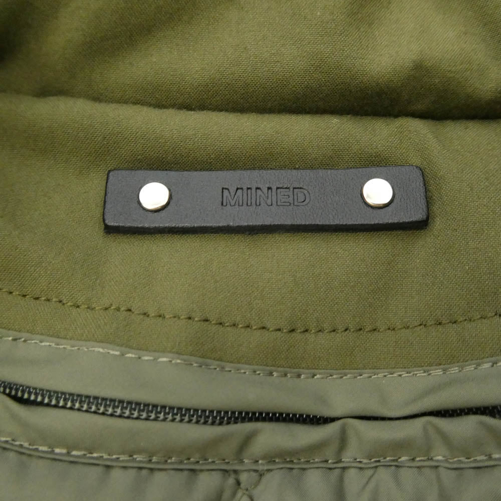 MINEDENIM マインデニム 2411-9003-42-022 Nylon Denim Long Padded CT キルティングライナー付属 中綿 パデッド ロング コート モスグリーン系 3【中古】