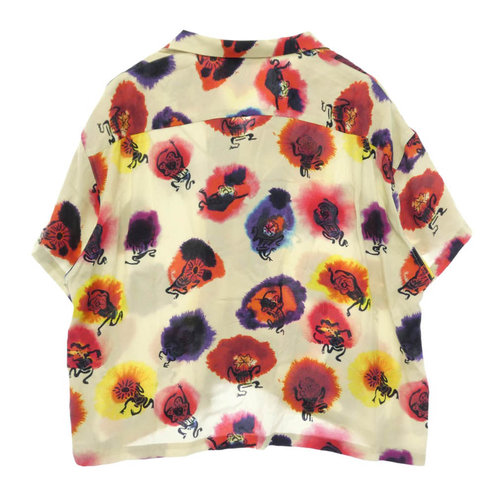 SASQUATCHfabrix. サスクワァッチファブリックス 22SS-SY5-007 KASHIN DYES OPEN COLLAR H/S SHIRT 半袖 オープンカラー 開襟 レーヨン シャツ オフホワイト系 XL【中古】