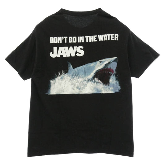FLAGSTUFF フラグスタフ × JAWS ジョーズ DON'T GO IN THE WATER MOVIE TEE 半袖 Tシャツ カットソー ブラック系 L【中古】