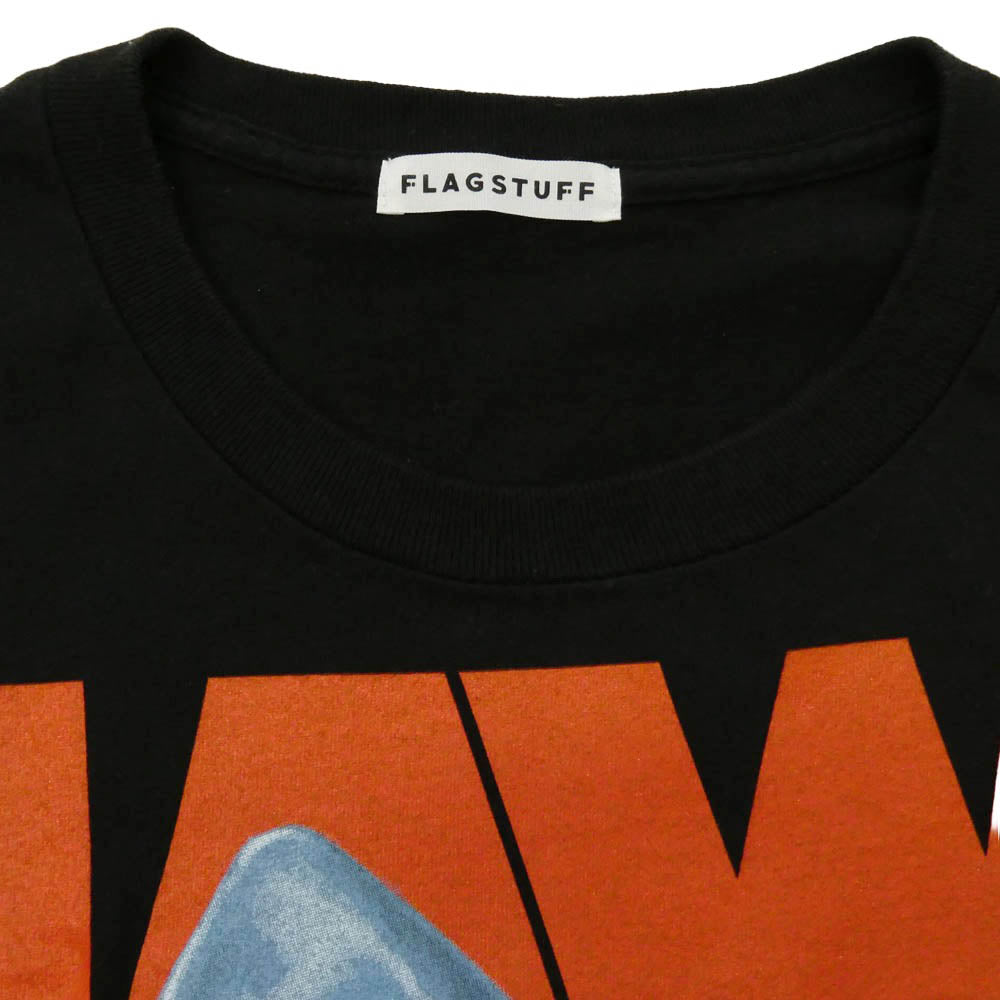 FLAGSTUFF フラグスタフ × JAWS ジョーズ DON'T GO IN THE WATER MOVIE TEE 半袖 Tシャツ カットソー ブラック系 L【中古】