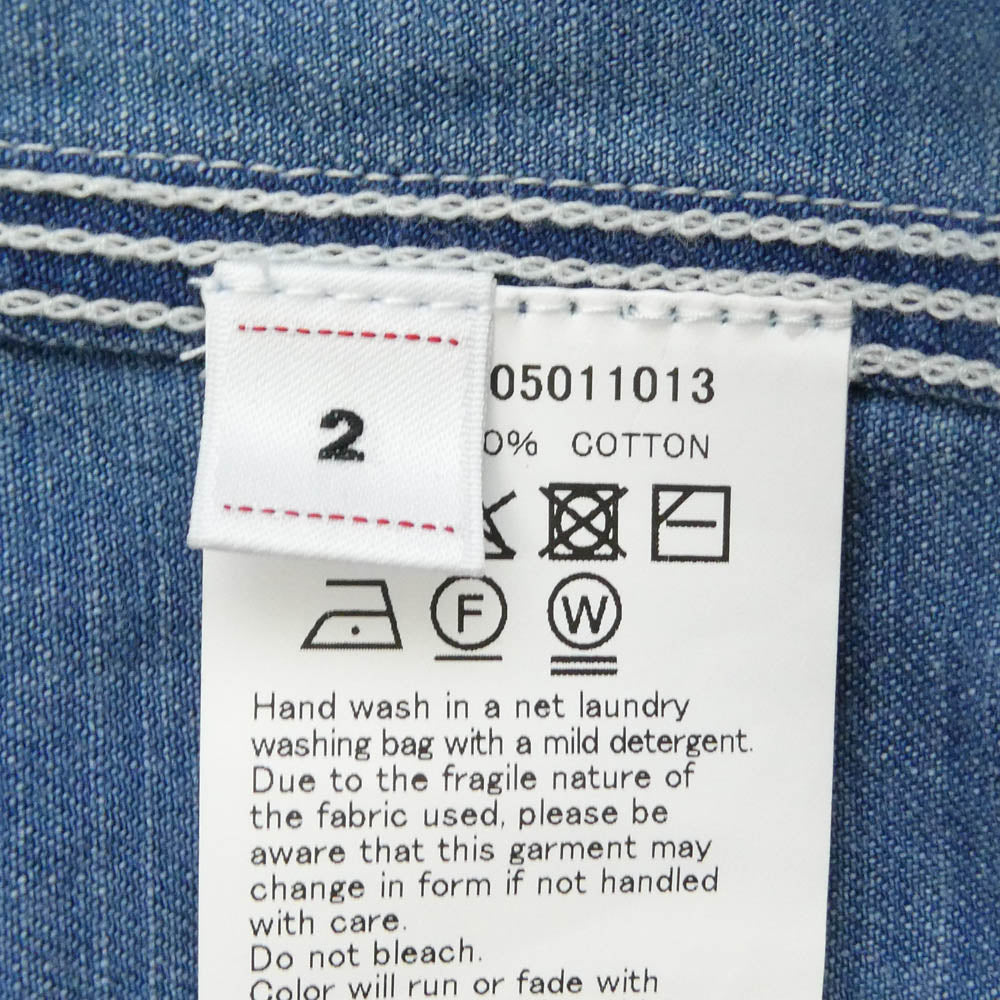 VISVIM ビズビム 26SS 126105011013 LARRIKAN L/S CRASH ダメージリペア加工 クラッシュ 長袖 ワークシャツ インディゴブルー系 2【新古品】【未使用】【中古】