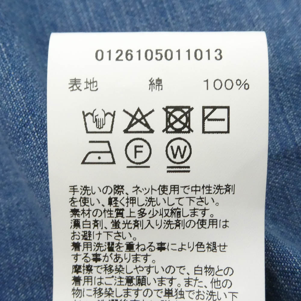 VISVIM ビズビム 26SS 126105011013 LARRIKAN L/S CRASH ダメージリペア加工 クラッシュ 長袖 ワークシャツ インディゴブルー系 2【新古品】【未使用】【中古】