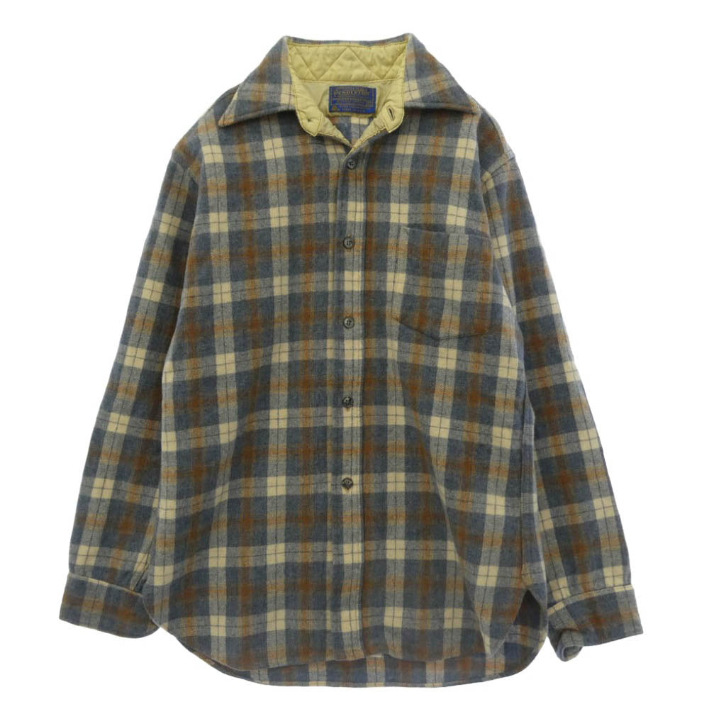 PENDLETON ペンドルトン 70s USA製 チェック ウール 長袖 シャツ グレー系 M【中古】