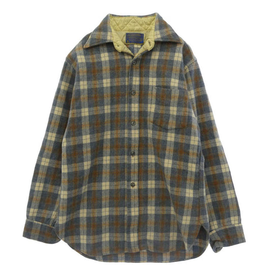 PENDLETON ペンドルトン 70s USA製 チェック ウール 長袖 シャツ グレー系 M【中古】