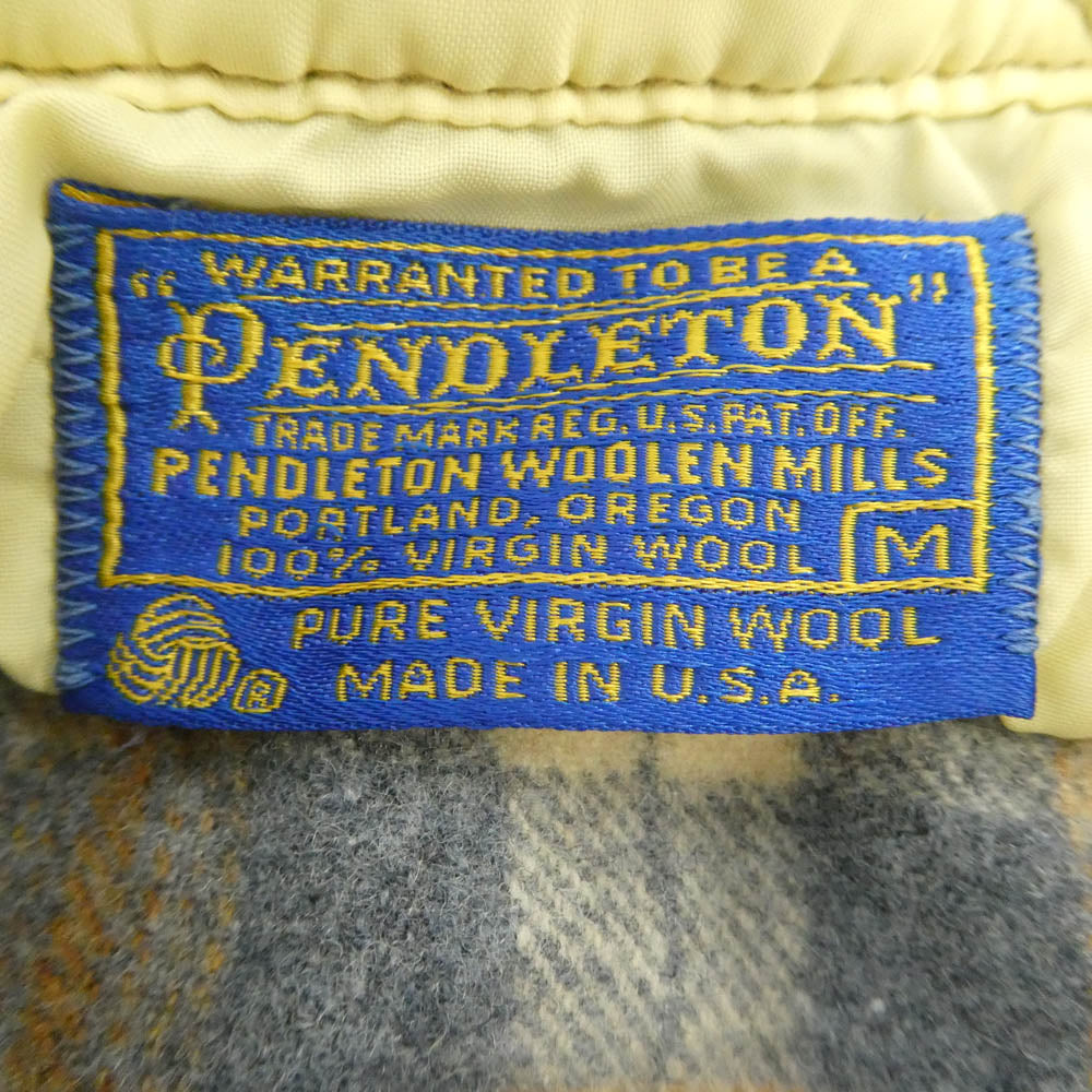 PENDLETON ペンドルトン 70s USA製 チェック ウール 長袖 シャツ グレー系 M【中古】