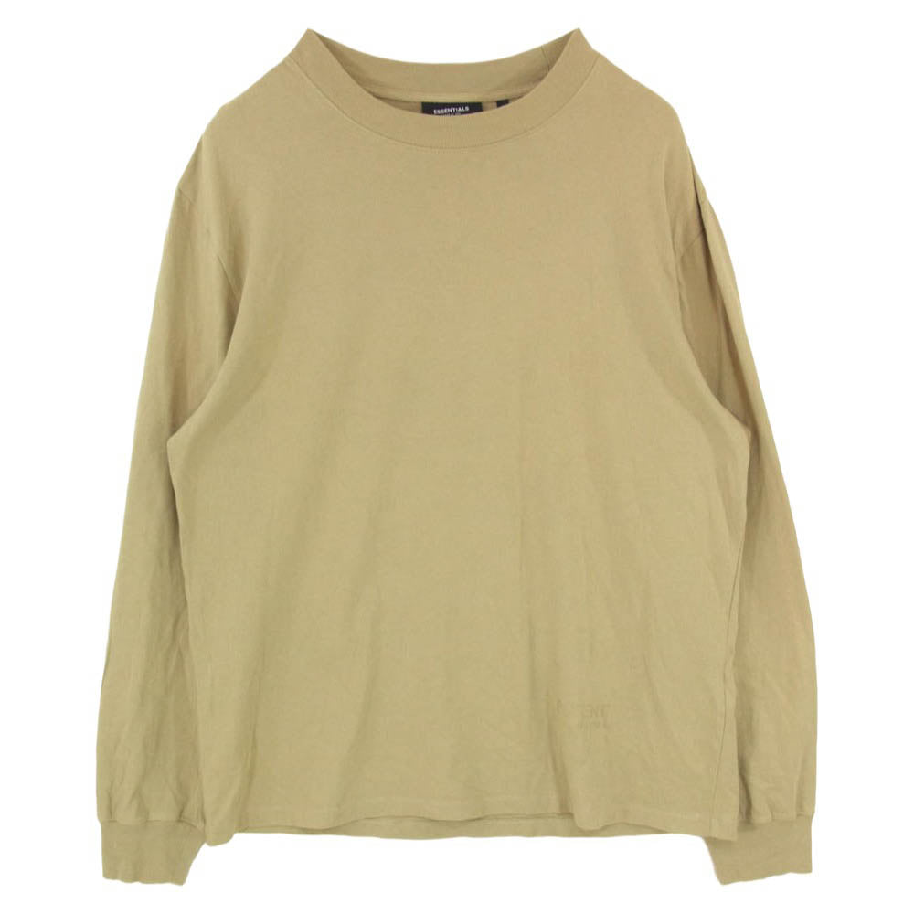 FEAR OF GOD フィアオブゴッド ESSENTIALS エッセンシャルズ リフレクターロゴ ロンT 長袖 Tシャツ カットソー ブラウン系 L【中古】
