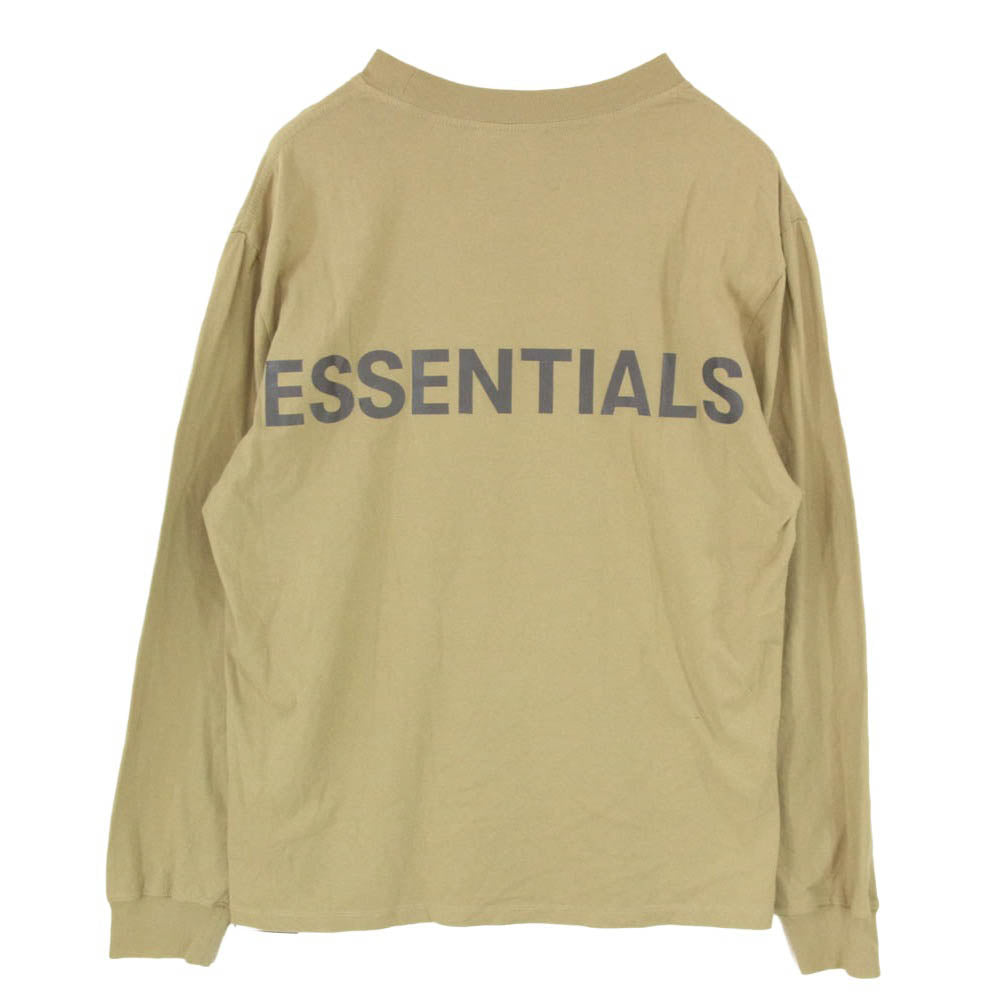 FEAR OF GOD フィアオブゴッド ESSENTIALS エッセンシャルズ リフレクターロゴ ロンT 長袖 Tシャツ カットソー ブラウン系 L【中古】