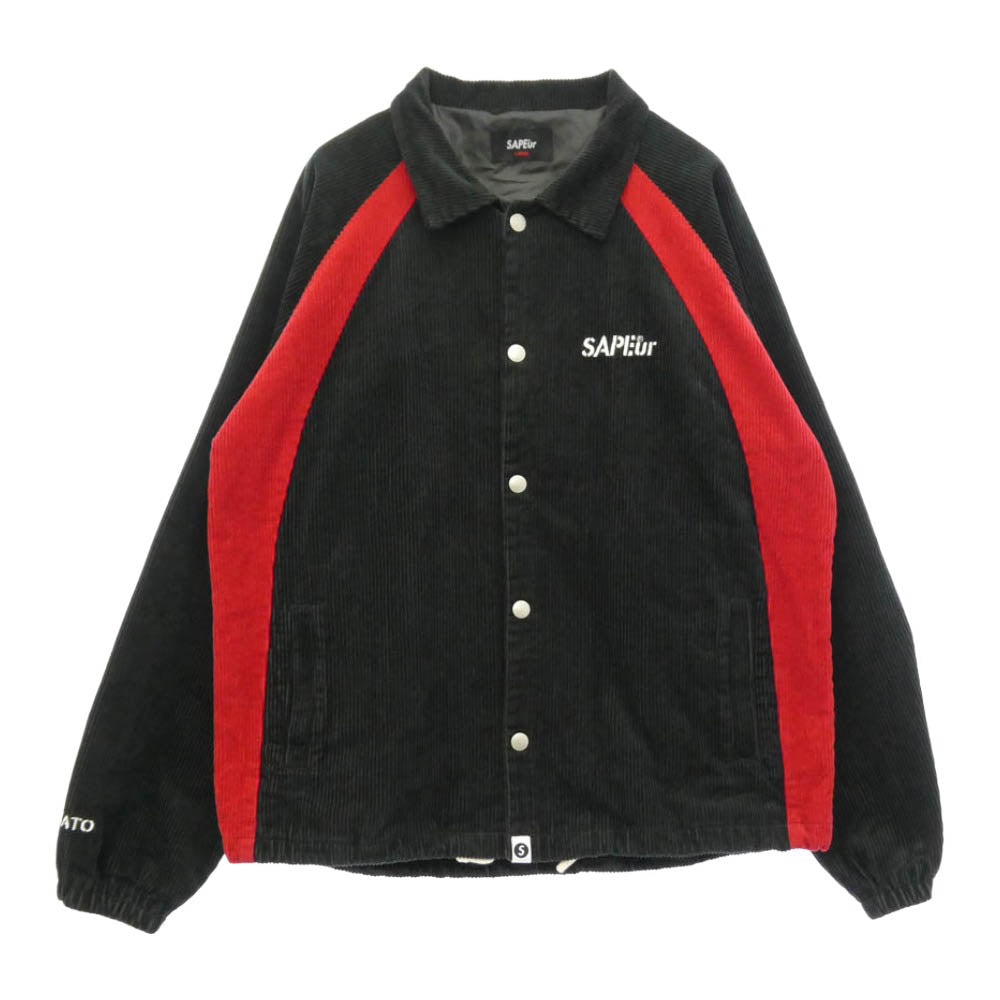 SAPEUR サプール 24SS CORDUROY TRACK COACH JACKET ロゴ刺? コーデュロイ トラック コーチジャケット ブラック系 L【中古】