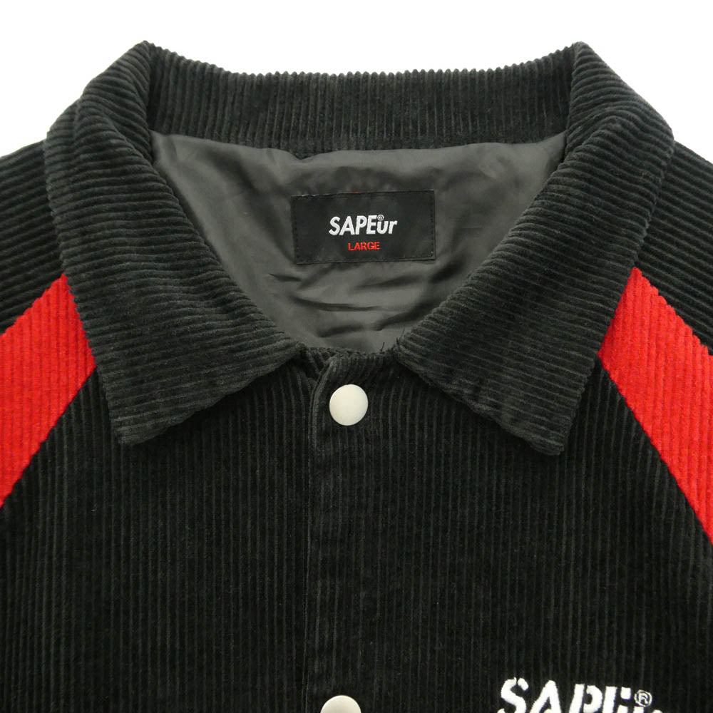 SAPEUR サプール 24SS CORDUROY TRACK COACH JACKET ロゴ刺? コーデュロイ トラック コーチジャケット ブラック系 L【中古】