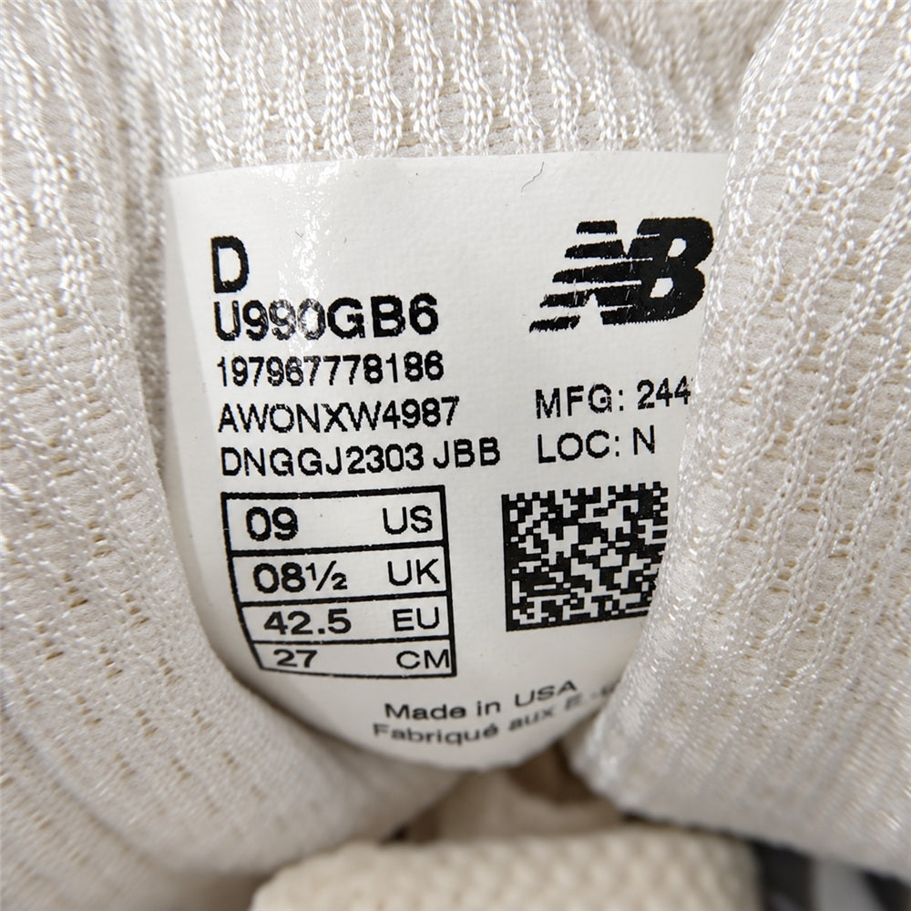 NEW BALANCE ニューバランス U990GB6 Made in USA 990 V6 メッシュ レザー ローカット スニーカー ホワイト系 オフホワイト系 27cm【中古】